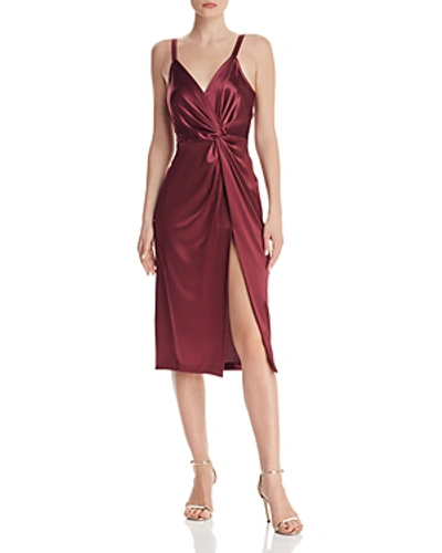 Shop Jill Jill Stuart Satin Twist-front Dress In Currant