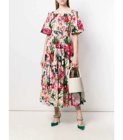 Shop Dolce & Gabbana Papaveri Floral Midi Dress In Wm