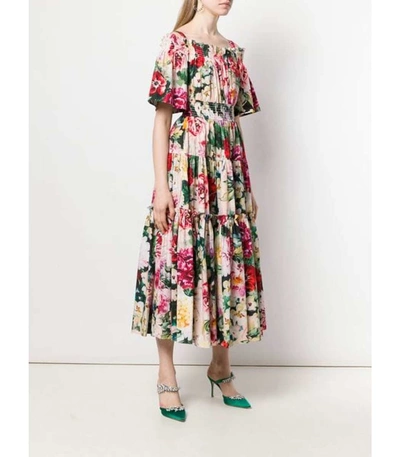 Shop Dolce & Gabbana Papaveri Floral Midi Dress In Wm