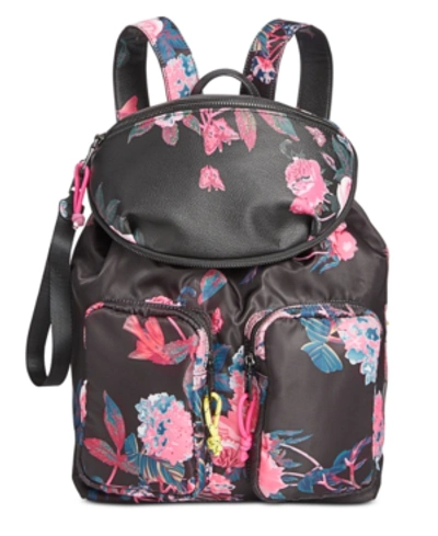 Shop Steve Madden Lily Backpack W/ Removable Belt Bag In Black Floral/black