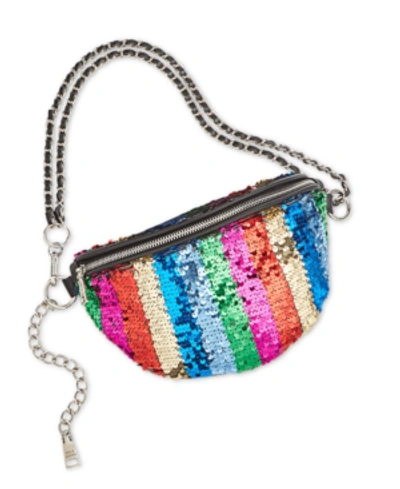 Shop Steve Madden Pride Sparkle Convertible Belt Bag In Rainbow/silver