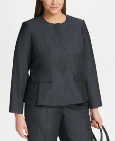 Shop Calvin Klein Plus Size Button-front Denim Jacket In Indigo