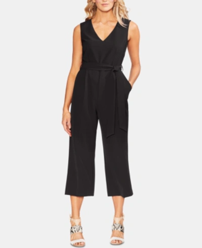 Shop Vince Camuto Women's Belted Cropped Jumpsuit In Rich Black