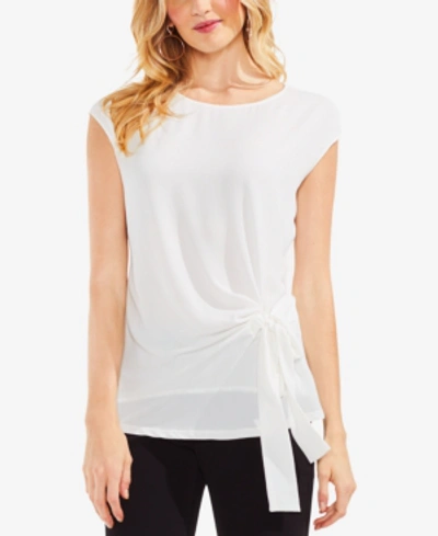 Shop Vince Camuto Side-tie Cap-sleeve Top In New Ivory