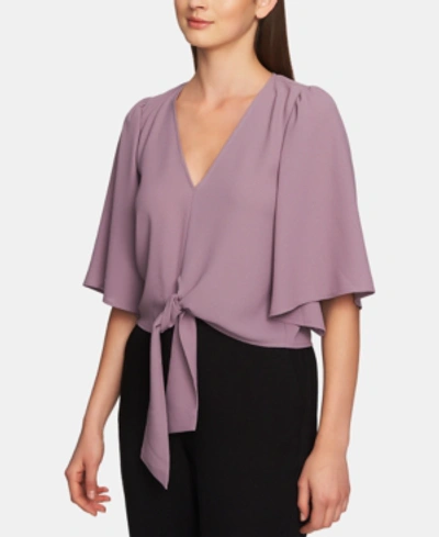 Shop 1.state Flounce-sleeve Tie-front Top In Wildflower