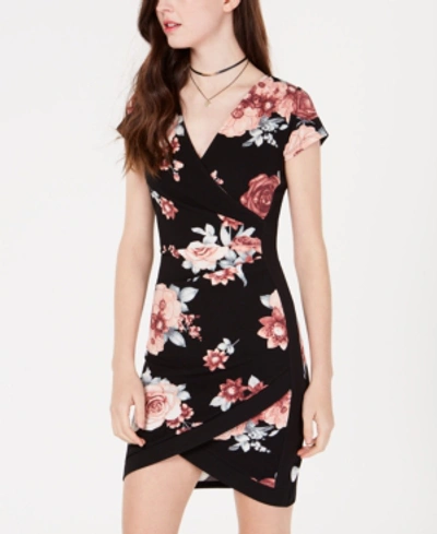 Shop Almost Famous Juniors' Framed Wrap Dress In Wine/black