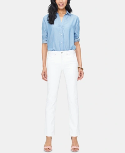 Shop Nydj Sheri Tummy-control Slim Jeans In Optic White