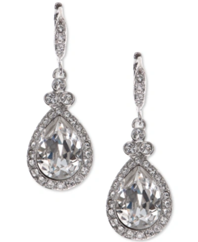 Shop Givenchy Pave & Colored Stone Drop Earrings In Silver