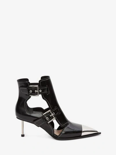 Shop Alexander Mcqueen Cage Heel Boot In Black/ivory