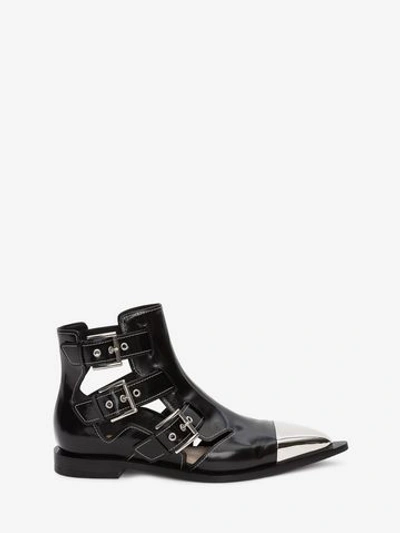 Shop Alexander Mcqueen Cage Ankle Boot In Black/ivory