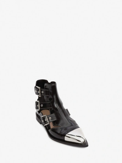 Shop Alexander Mcqueen Cage Ankle Boot In Black/ivory