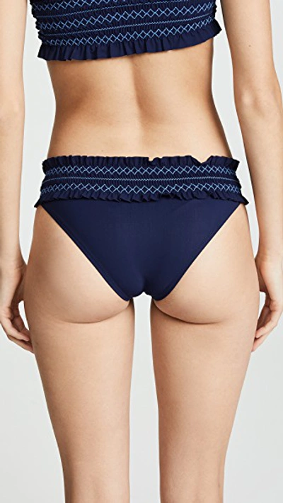Shop Tory Burch Costa Hipster Bikini Bottoms In Navy/light Blue