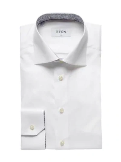 Shop Eton Slim-fit Paisley-detail Solid Dress Shirt In White