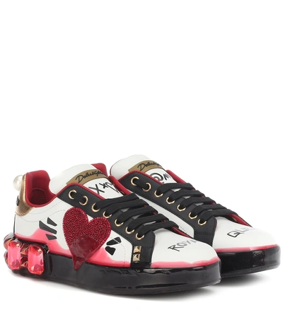 Shop Dolce & Gabbana Portofino Melt Leather Sneakers In Multicoloured