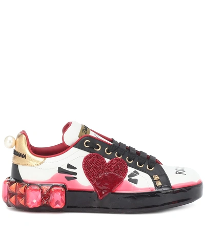 Shop Dolce & Gabbana Portofino Melt Leather Sneakers In Multicoloured