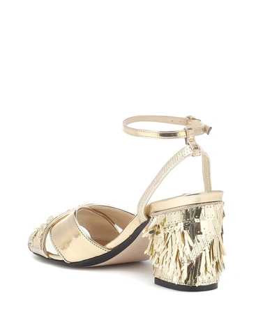 Shop N°21 Sequined Leather Sandals In Gold