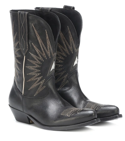 Shop Golden Goose Wish Star Leather Cowboy Boots In Black