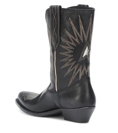 Shop Golden Goose Wish Star Leather Cowboy Boots In Black