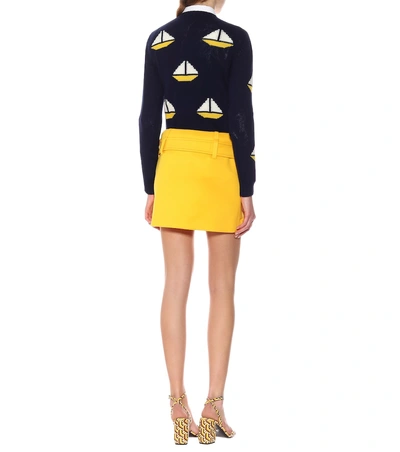 Shop Prada Technical Jersey Miniskirt In Yellow