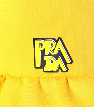 Shop Prada Technical Jersey Miniskirt In Yellow