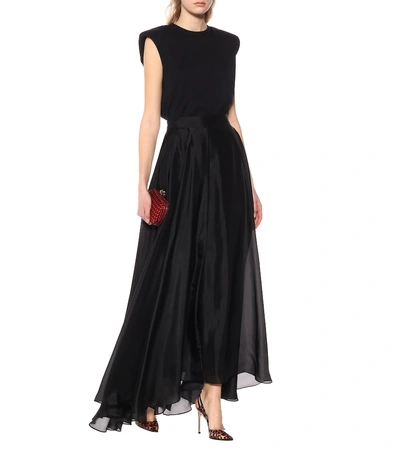 Shop Prada Silk Satin Maxi Skirt In Black