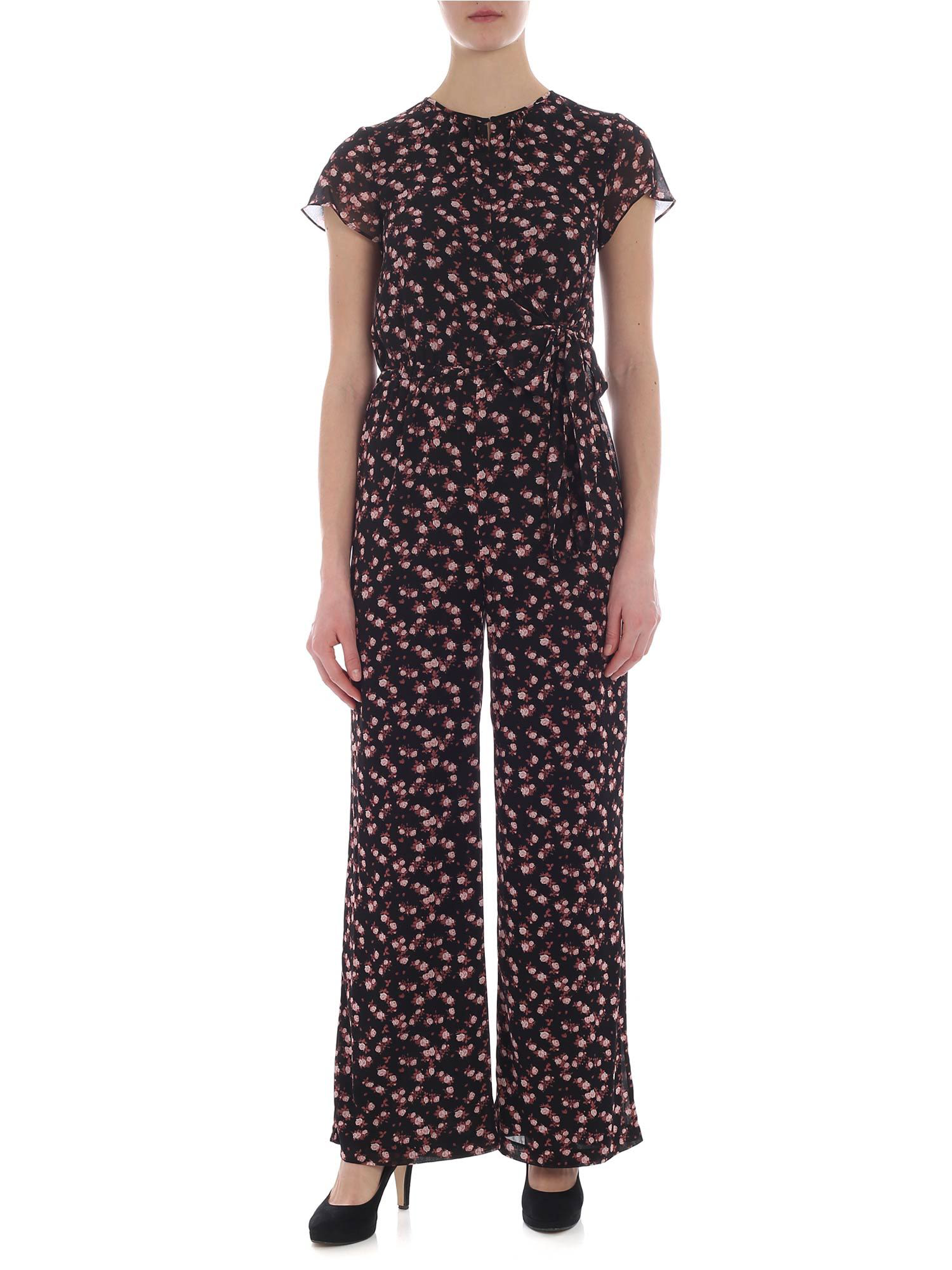 Michael Kors Floral Jumpsuit In Black 