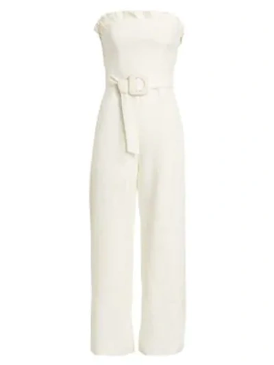 Shop Alexis Eleri Ruffled Strapless Jumpsuit In Ivory