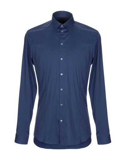 Shop Patrizia Pepe Man Shirt Blue Size 38 Cotton, Polyamide, Elastane