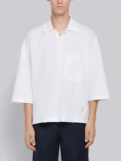 Shop Thom Browne Oversized Piqué Pocket Polo In White