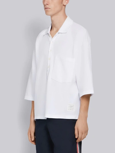 Shop Thom Browne Oversized Piqué Pocket Polo In White
