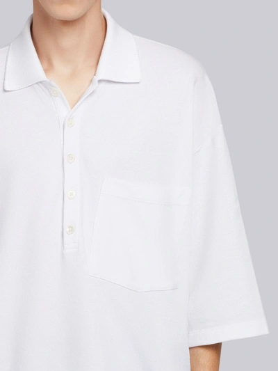 Shop Thom Browne Oversized Piqué Pocket Polo In White