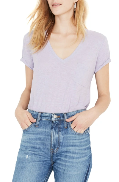 Shop Madewell Whisper Cotton V-neck Pocket Tee In Sundrenched Lilac