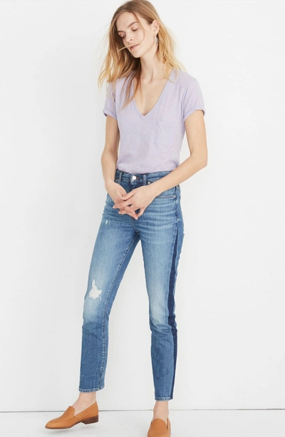 Shop Madewell Whisper Cotton V-neck Pocket Tee In Sundrenched Lilac