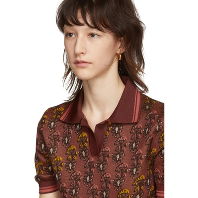 Shop Wales Bonner Burgundy Knit Floral Polo In Floral Burg