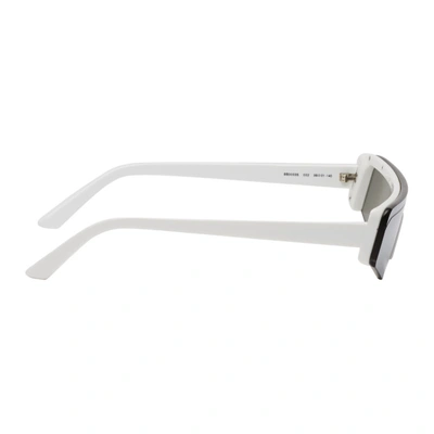 Shop Balenciaga White Ski Rectangular Sunglasses In 002 White