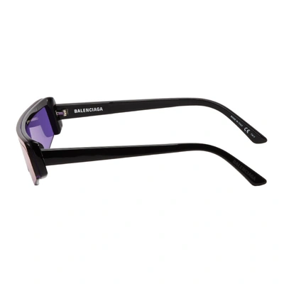 Shop Balenciaga Black Ski Rectangular Sunglasses In 003 Black
