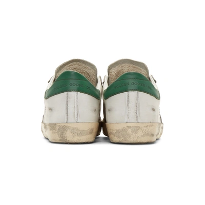 Shop Golden Goose White & Green Glittered Superstar Sneakers