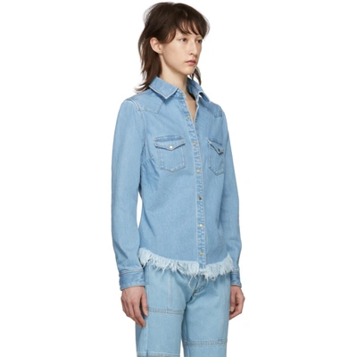 Shop Marques' Almeida Marques Almeida Blue Denim Fitted Cowboy Shirt In Light Blue