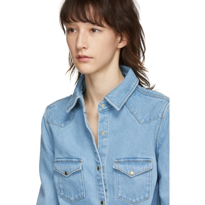 Shop Marques' Almeida Marques Almeida Blue Denim Fitted Cowboy Shirt In Light Blue