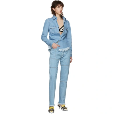 Shop Marques' Almeida Marques Almeida Blue Denim Fitted Cowboy Shirt In Light Blue