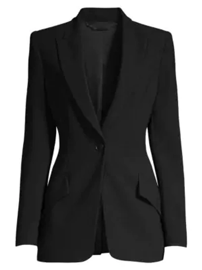 Shop Elie Tahari Madison Crepe One-button Blazer In Black