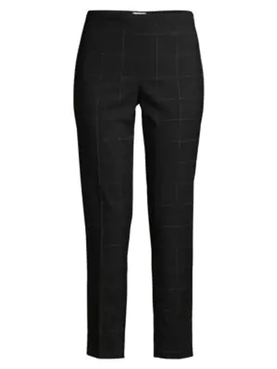 Shop Elie Tahari Marcia Windowpane Check Pants In Black Pearl