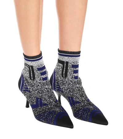 Shop Prada Stretch-knit Ankle Boots In Blue