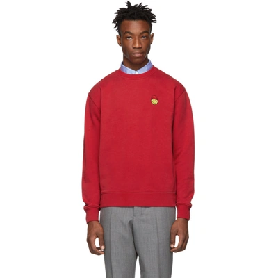 Shop Ami Alexandre Mattiussi Red Smiley Edition Patch Sweatshirt In 600 Red