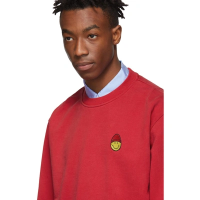Shop Ami Alexandre Mattiussi Red Smiley Edition Patch Sweatshirt In 600 Red