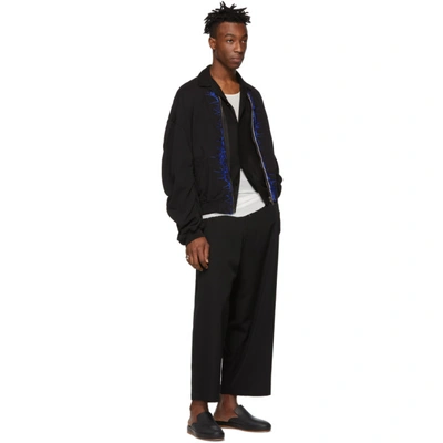 Shop Haider Ackermann Black Jersey Embroidered Perth Bomber Jacket In Blackdye