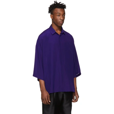 Shop Haider Ackermann Blue Silk Short Sleeve Shirt