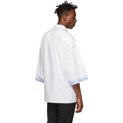 Shop Haider Ackermann White And Blue Cotton Shirt