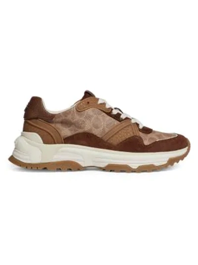 Shop Coach Signature C143 Running Shoes In Khaki Signature