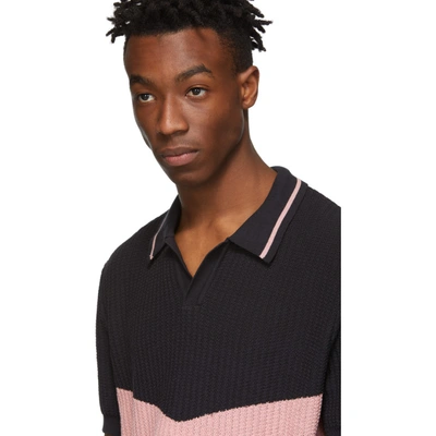 Shop Golden Goose Navy And Pink Harry Polo In Navy/pink